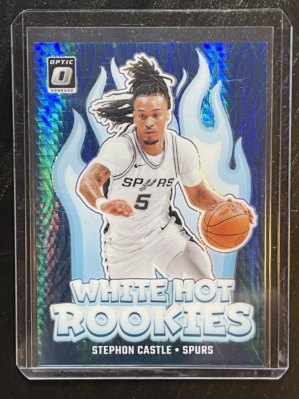 2024-25 Donruss Optic Stephon Castle White Hot Rookies Hyper Blue /175 - Spurs
