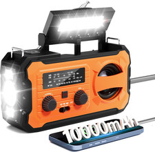 Hand Crank Emergency Radio, 10000Mah Weather Radio with AM/FM/NOAA, Solar Prower