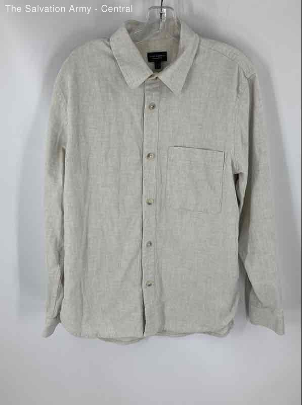 Club Monaco Mens Gray Cream Heather Standard Fit Button-Up Shirt Size Large
