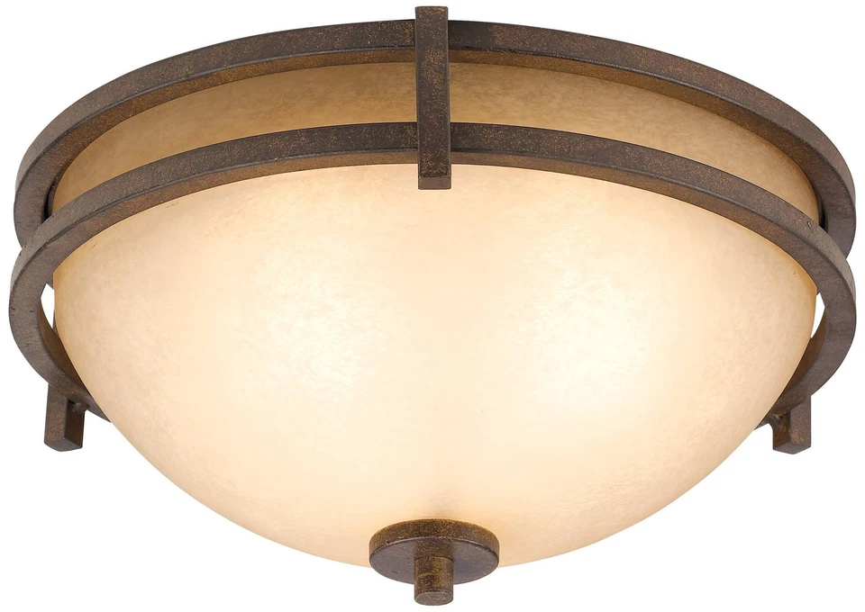 Oak Valley Rustic Ceiling Light Flush Mount Fixture 15" Bronze Scavo Glass Shade - Image 2 of 4