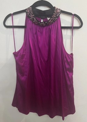 Cache Sleeveless 100% Silk Top NWT Classic Y2K Officey City Pinkish Purple Xl