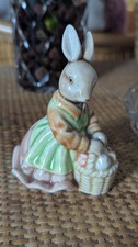 Vintage Albert Kessler Porcelain Bunny Rabbit Figurine Easter Basket Dress 9.5cm