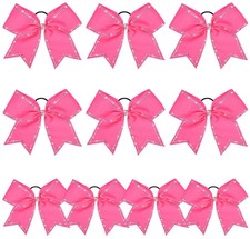 10 PCS 8" Rhinestones Large Cheer Hair Bows Glitter Cheer Ponytail Holder Han...