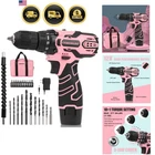 Pink Cordless Drill Set for Women, 12V Lightweight Electric Screwdriver with ...