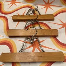 Vintage 1930s "The Setwell" Wooden Trouser Hangers - Lot of 3 Pat 1955792 Roller