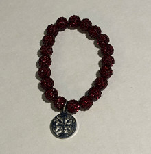 Rustic Cuff Maroon Crystal Beaded Stretch Bra...
