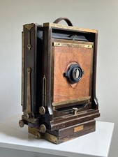 Vintage AGFA Ansco 8x10 Film Large Format View Camera Folding Wood Brass