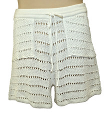 New M&S Collection Cotton Rich Open Knit Ivory Beach Shorts Sz S M