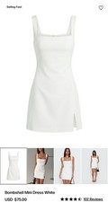 Princess Polly Bombshell Mini Dress White Square Neck Bodycon NWT Size US 2