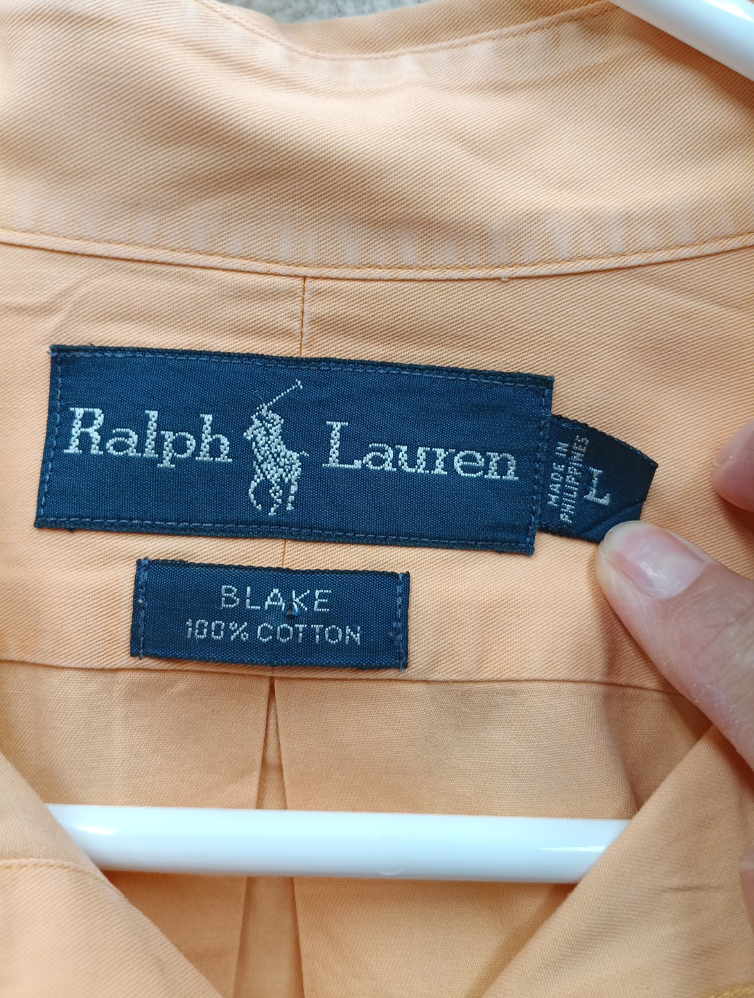 Polo Ralph Lauren camicia bottoni grande blu albicocca pony outdoor abito Blake uomo