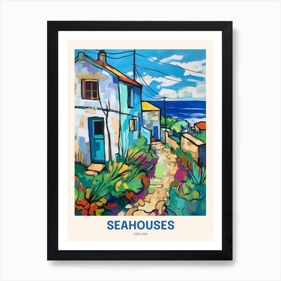 Seahouses England 2 UK Reiseposte gerahmtes Wandbild Poster Leinwanddruck Bild