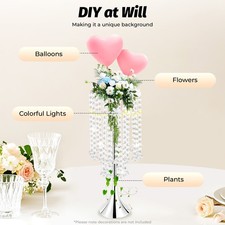 10 Pcs Crystal Flower Vases Silver Flower Stand for Wedding Table Centerpieces