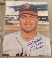 Tom Phoebus Signed Inscribed No Hitter 4-27-68 8x10 COA TPA Guaranteed Orioles