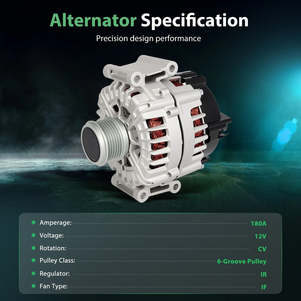 Alternador de 180 amperios 1 pieza para Audi A4 A5 Quattro 2013-2016 2,0 L 11706 Foto 2 de 4