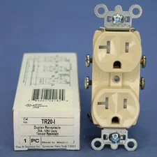 Pass & Seymour TR20-I Ivory Tamper Resistant Duplex Outlet Receptacle 20A 125V