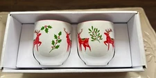 New Bee & Willow Reindeer Mugs Set of 2 Bed Bath and Beyond Christmas Holiday