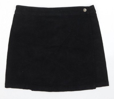 Asos Damen schwarz Baumwolle Wickelrock Größe 10 geknöpft