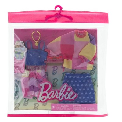 Barbie Doll Clothing, Fashion and Accessory 2-Pack featuring Pink & Blue Pattern