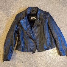 FMC 100 Leather Biker Moto Jacket Black Size XXL Removable 100 Acrylic Lining
