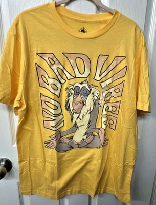 ^New Disney Parks Lion King Rafiki No Bad Vibes Yellow Shirt Size XL