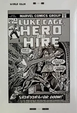 Production Art LUKE CAGE, HERO FOR HIRE #9 cover, BILLY GRAHAM art, 11x17