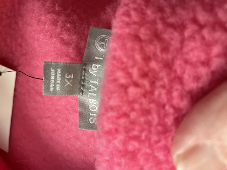 Chaqueta polar T by Talbots Sherpa rosa brillante 3 bolsillos con cremallera completa nueva con etiquetas $139.00 Foto 3 de 4