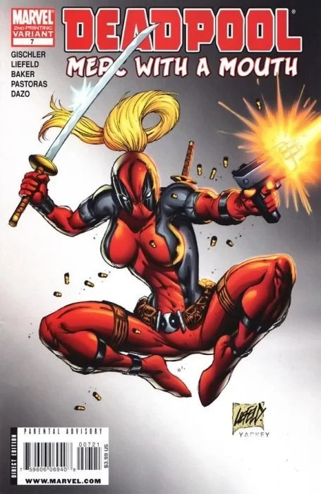 Marvel Lady Deadpool Merc With a Mouth #7 2nd Printing Rob Liefeld Variant VF/F