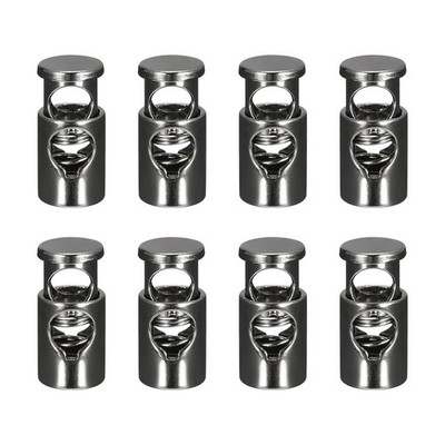 8Pcs Metal Cord Locks 6mm Single Hole Toggle Spring Stop Metallic Black