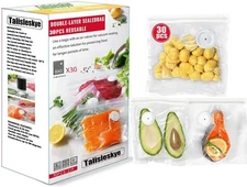 Compact Vacuum Sealer Bags,Reusable double zipper small vacuum storage bags.(8.3