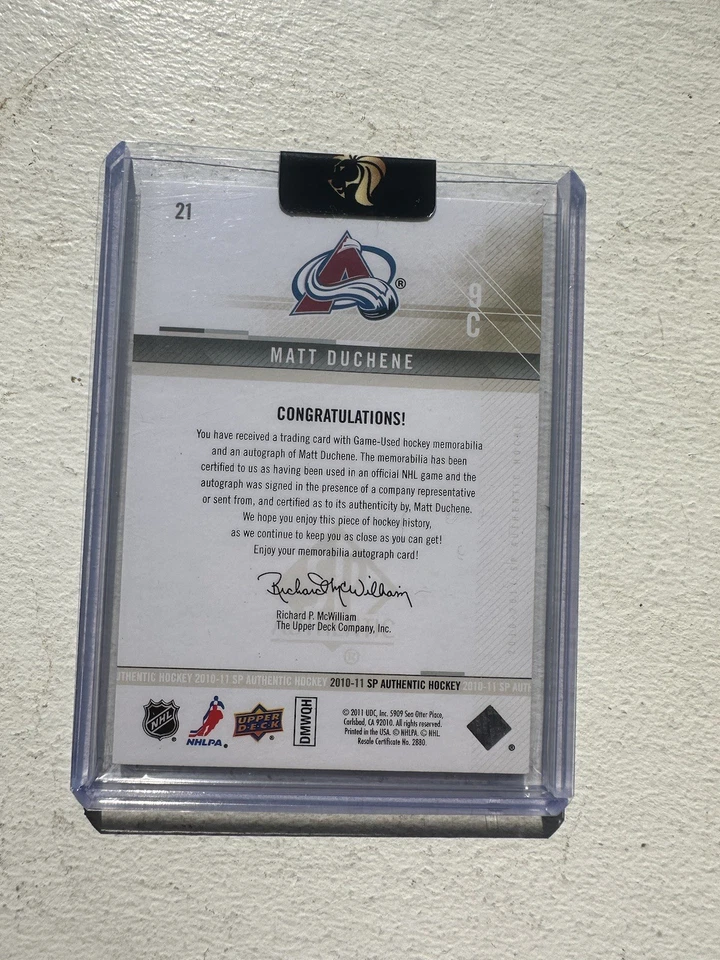 2010-11 UD Sp Authentic Limited Auto Logo Patch /100 #21 Matt Duchene Stars - Image 2 of 2