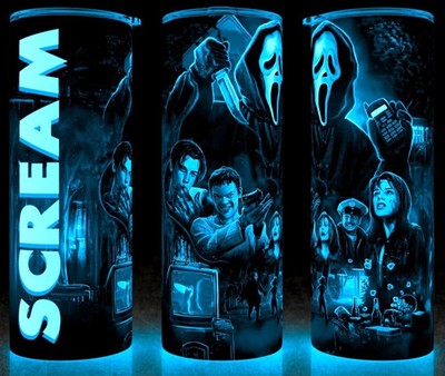 Glow in the Dark Ghostface Scream Horror Movie Slasher Cup Mug Tumbler