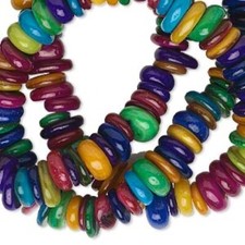 Assorted Bright Colors Freeform Mother of Pearl MOP Rondelle Beads 1 Strand