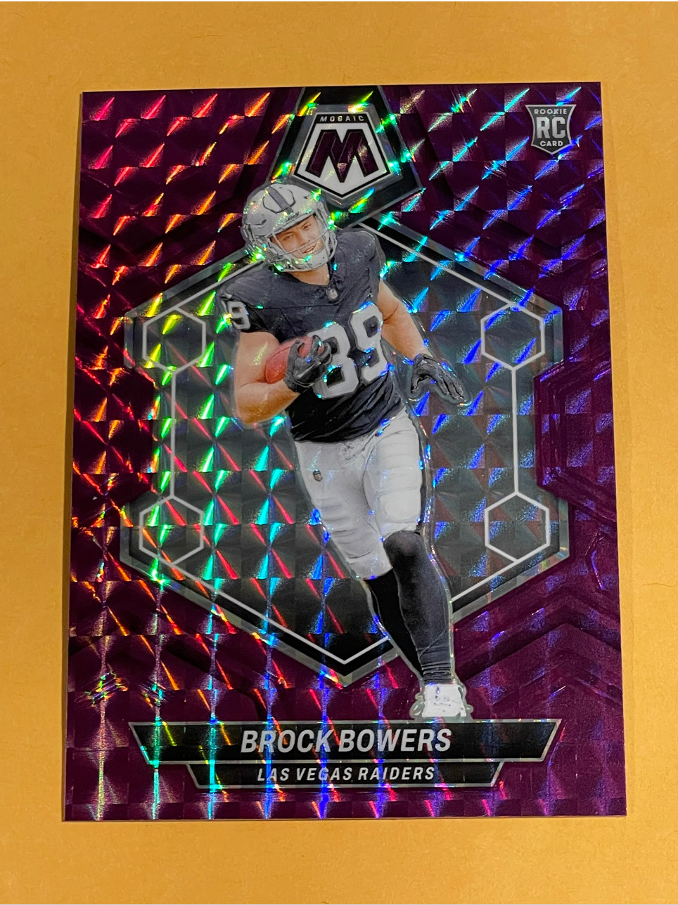 2024 Panini Mosaic Brock Bowers Rookie Purple Prizm #313 /49