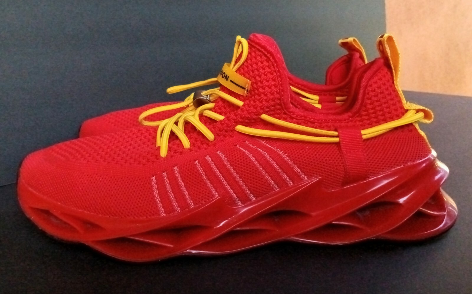 RED YELLOW ATHLETIC SHOES SNEAKERS MENS SIZE 11.5 - Gem