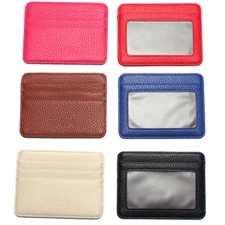 Unisex Portable PU Leather Slim Wallet with Coin Pocket ID Window Card Slot Gift