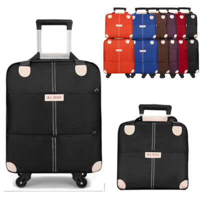 Set of 2 Rolling Upright Luggage Set Travel Oxford Carry on Suitcase Bag w Wheel