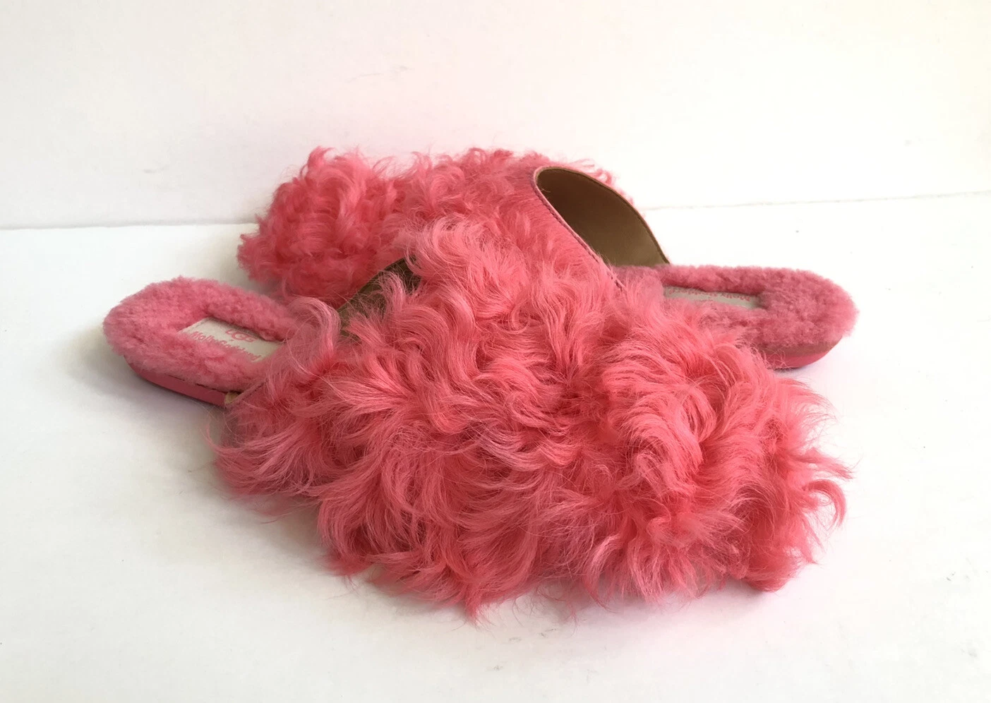 SANDALO SHEARLING UGG X MOLLY GODDARD ROSA CURLY US 8 EU 39 REGNO UK 6 EDIZIONE LIMITATA