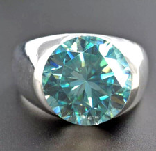 9 Ct Certified Treated Amazing Blue Diamond Solitaire Men's Ring In 925 Silver