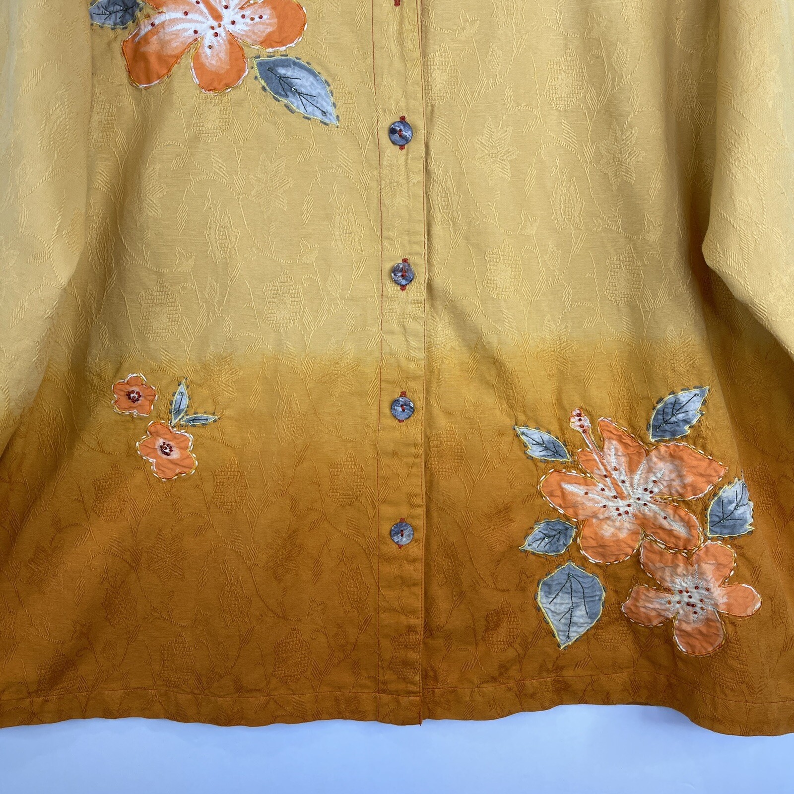 Units Woman Floral Applique & Embroidered Ombre Yello… Gem