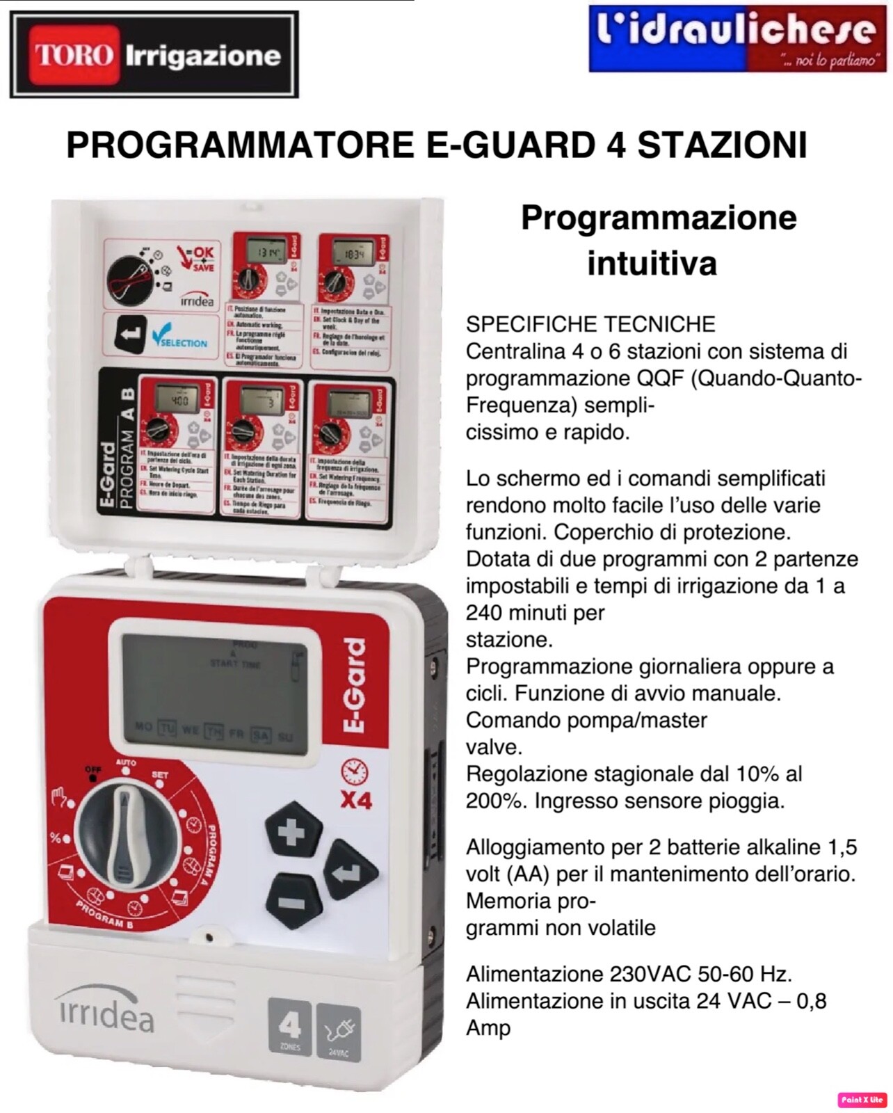 Offerta Centralina Irrigazione Irridea 4 Zone 24V | Miglior Prezzo Online