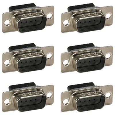 6 Pcs DB9 D-SUB 9-Pin Male Crimp Pin Type Connector Assembly Cup Socket