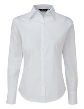 Womens Shirt Long Sleeve Semi Fitted Poplin Blouse Formal Office Work Top