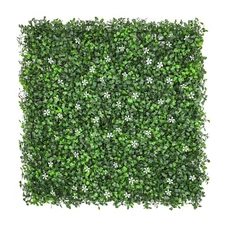 20" Artificial Boxwood w/ Flower Mat Wall Hedge Decor Privacy Fence Home Office