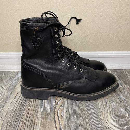 Ariat Black Leather Combat Work Boots 