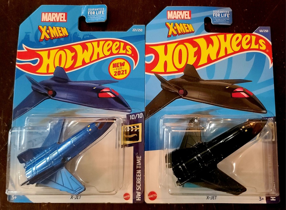 Hot Wheels 2021 Marvel X-Men X-Jet Blue & Black HW Screen Time