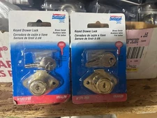 2-pack National Hardware Brass Plated Steel Keyed Dead Bolt Drawer Lock N185-298