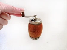 Vintage Grinder Pepper Mill Wood Barrel Shape Hand Crank Old Rusty Rustic Decor