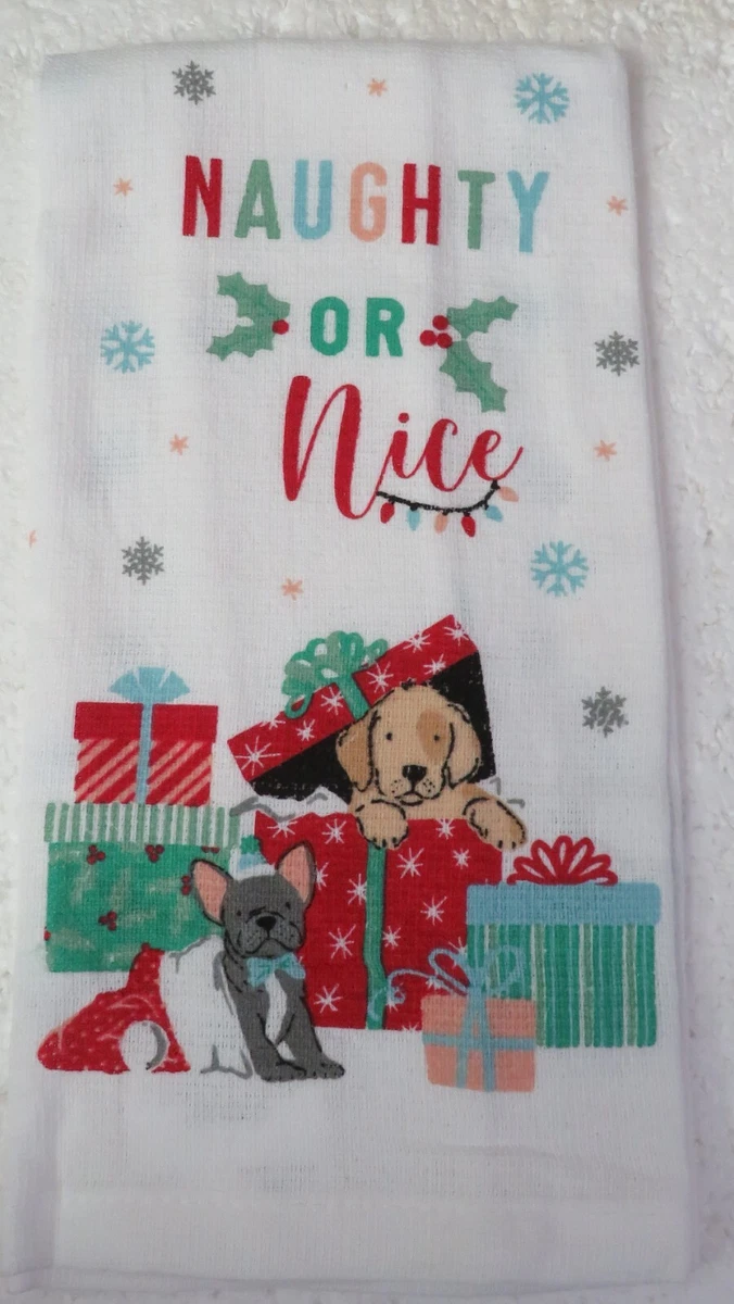 Kitchen Towel Naughty or Nice Theme 14x24 Cotton/Polyester Blend