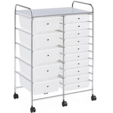 10/12/15/20-Drawer Plastic Storage Cart Home Office Salon White/Black/Multicolor