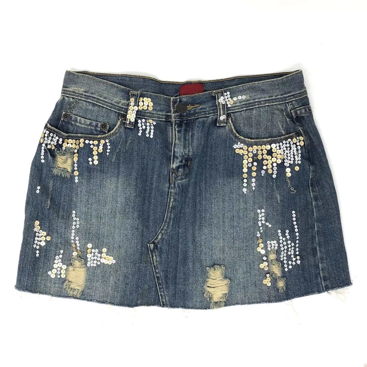 Distressed denim mini top skirt forever 21